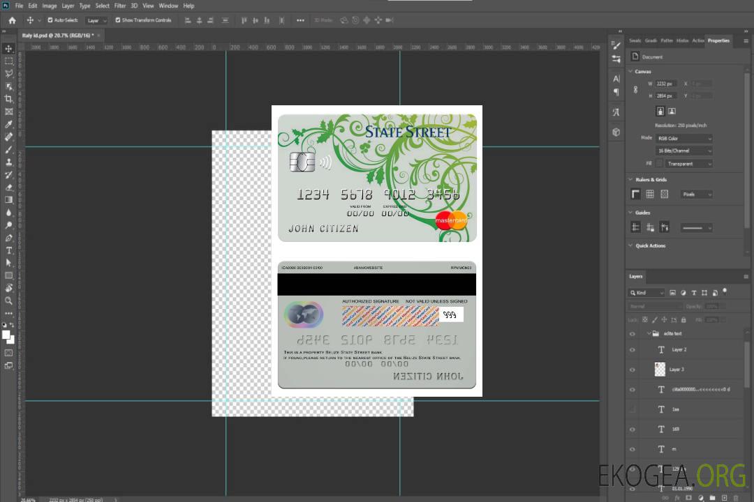 Carte Mastercard de la banque strret de l'État du Belize template Carte Mastercard de la banque strret de l'État du Belize template